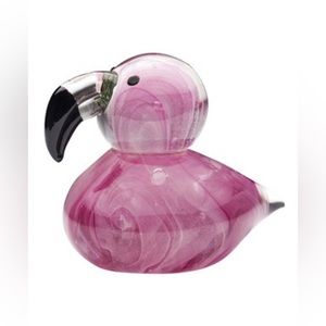 Glow-in-the-Dark Glass Flamingo Figurine